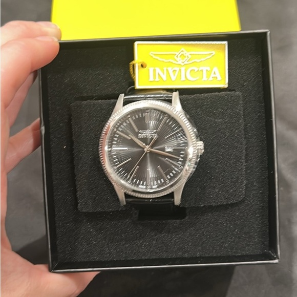 Invicta Other - Invicta S. Coffman Men's Silver and Black Genuine Leather Watch NIB